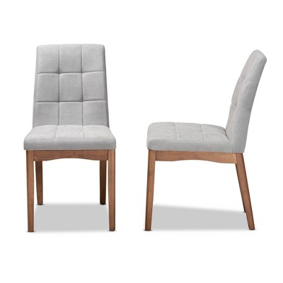 Light Grey Fabric and Walnut Wood Dining Chair Set