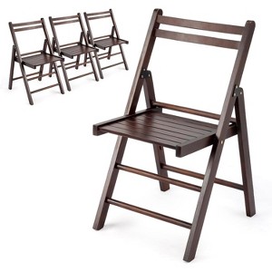 VINGLI Wood Folding Chairs with Curved Backs, Portable & Durable for Indoor/Outdoor Events, Set of 4, 300 lbs Capacity - 1 of 4
