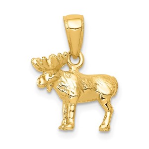 Black Bow Jewelry 14k Yellow Gold Small 3D Polished Moose Profile Pendant - 1 of 4