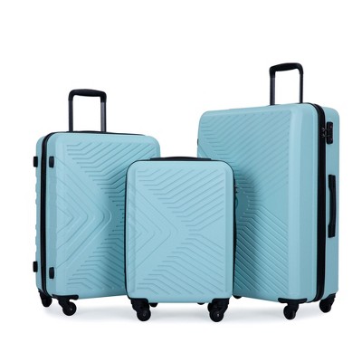 SEVOBAL Luggage 3 Piece ABS Lightweight Luggage Set with Spinner Wheels, TSA Lock, Hard Shell Suitcase for Travel School, Green, 30.31"*20.08"*11.81"