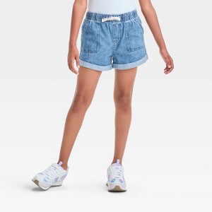 Girls' High-Rise Pull-On Denim Utility Shorts - Cat & Jack™ - 1 of 3