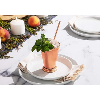Handcrafted Copper Mint Julep Cups with Straws, Set of 4
