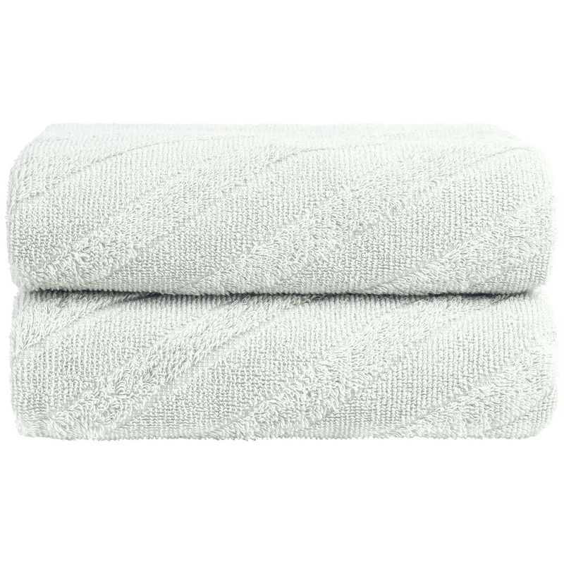 2 Pcs 100% Combed Cotton Soft Absorbent Diagonal Weave Bath Towel - PiccoCasa, 1 of 8