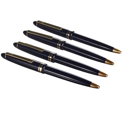 The Lakeside Collection Set of 4 Black Pens with Gold Trim with Black Ink 4 Pieces
