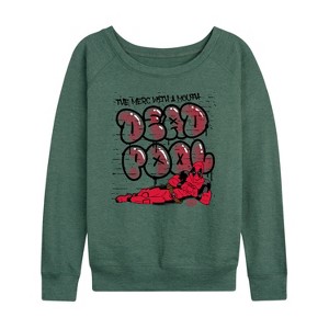 Women's - Marvel - Deadpool Street Graffiti Lightweight French Terry Wide Neck Long Sleeve Graphic Shirt - 1 of 4