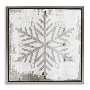 Stupell Industries Winter Nature Snowflake Shape Floating Frame Canvas Art, Gray, 18" x 18" - 1 of 4