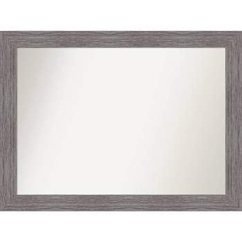 44" x 33" Non-Beveled Pinstripe Plank Gray Wall Mirror - Amanti Art