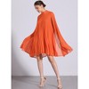Allegra K Women's Loose Flowy Cloak Sleeve Cape Pleated Chiffon Dress - 4 of 4