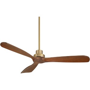 Casa Vieja 52" Delta Modern Indoor Ceiling Fan 3 Blade Remote Control Soft Brass Finish Brown Walnut Finish Blades Bedroom Living Room DC Motor - 1 of 4