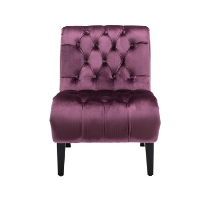 NicBex Armless Accent Chair with Tufted Button Back Modern Upholstered Velvet Sofa Chair with Wood Legs for Bedroom,Living Room