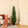 Artificial UV Resistant Cypress Topiary Trees for Outdoor, Faux Cypress Plant for Porch Decor Faux Pine Tree for Perfect Housewarming Gift - 2 of 4