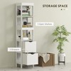 Narrow Bathroom Storage Cabinet, Bathroom Cabinet with 2 Drawers & 3 Open Shelves, Slim Bathroom Floor Cabinet - 4 of 4