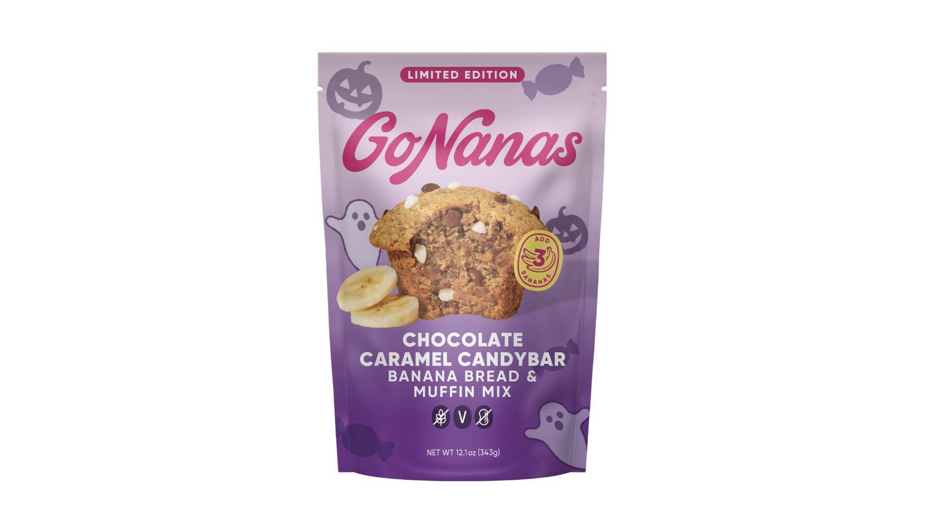 GoNanas Fall Halloween Chocolate Caramel Candy Bar Banana Bread Mix - 12.1oz