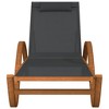 vidaXL Patio Sun Lounger in Gray - Modern Outdoor Furniture with Solid Poplar Wood and Textilene Fabric with Adjustable Size and Comfortable Pillow - 3 of 4