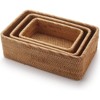 BRINJOY 3-Piece Stackable Rattan Basket Set - Natural Woven Storage Baskets for Fruits, Keys, Remotes (11.8", 9.8", 7.9") - 2 of 4