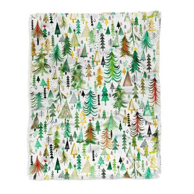 Ninola Design Colorful Christmas Trees Yuletide Woven Throw Blanket - Deny Designs