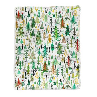 Ninola Design Colorful Christmas Trees Yuletide Woven Throw Blanket - Deny Designs