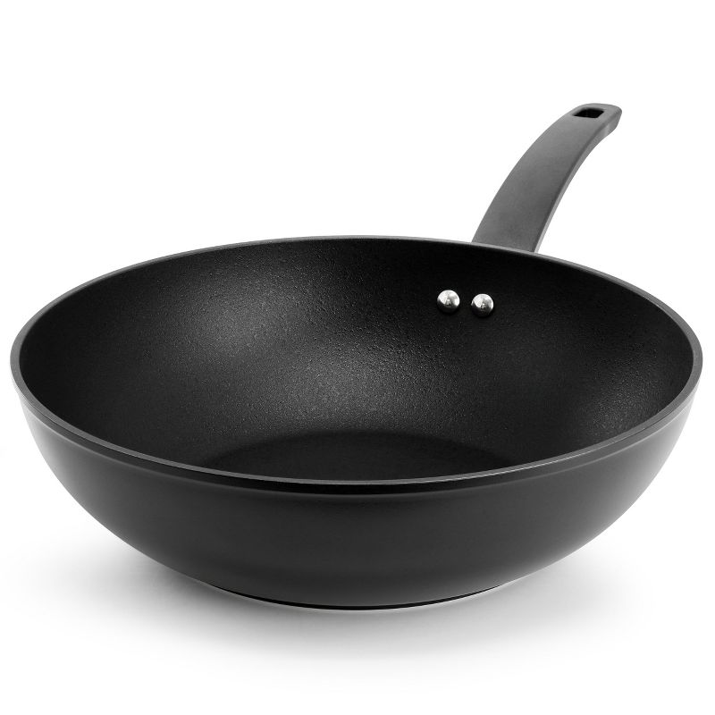 Oster Connelly 12 Inch Textured Nonstick Aluminum Wok with Lid in Black, 2 of 7