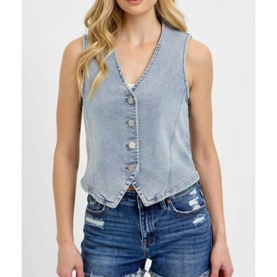 Women's Denim Button Down Vest - RISEN