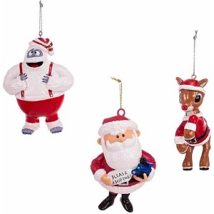 Kurt Adler Plastic Ornaments for Christmas Tree, Rudolph the Red-Nosed Reindeer Characters (Set of 3) - 1 of 3