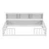 Dolonm Kid Pine Wood Floor Bed with Bedside Bookcase,Shelves,Guardrails - 2 of 4