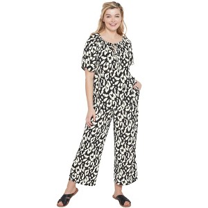 ellos Women's Plus Size Cropped Soft Pants - 1 of 4