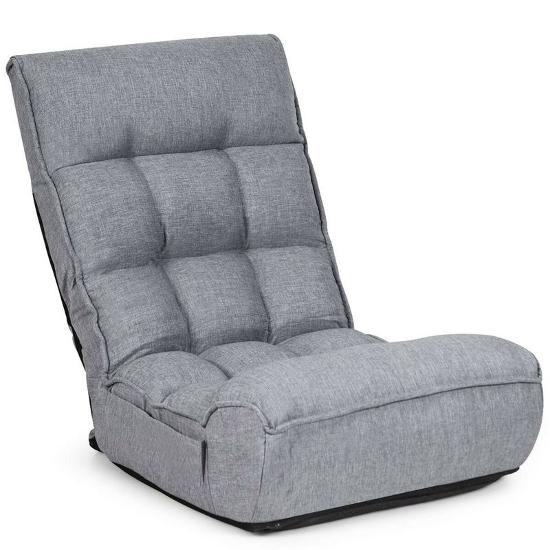 Costway 4-Position Floor Chair Folding Lazy Sofa w/Adjustable Backrest & Headrest, 1 of 11