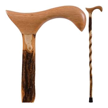 Brazos Twisted Wood Grain Wood T-Handle Cane 37 Inch Height