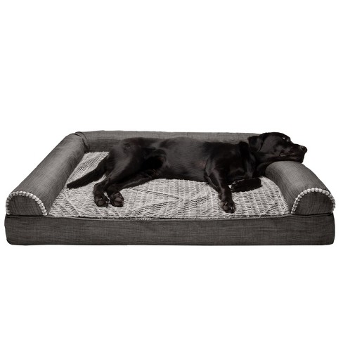 FurHaven Plush & Suede Full Support Sofa Dog Bed - Large - Gray