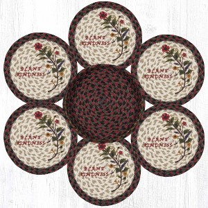 Earth Rugs Plant Kindness Round Jute Trivets in Basket – Set of 6 Printed 10" Trivets with Nature Quotes & Eco-Friendly Braided Design - 1 of 3