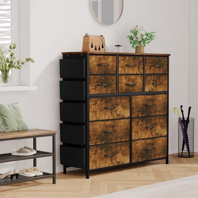 Whizmax 12 Dresser Drawer for Bedroom, Chest of Drawers, Wide Fabric Storage Drawer with Wood Tabletop for Kids Room, Closet, Hallway, Entryway