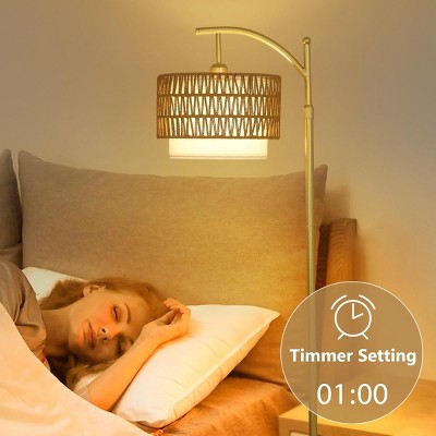 65"H Adjustable Height Standing Lamp With Remote 3 Color Temperatures For Living Room,Boho Style Floor Lamp With Rattan Shade For Bedroom-The Pop Home