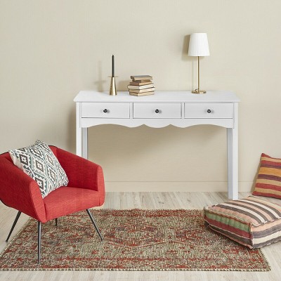 White MDF Console Table with Storage Drawers