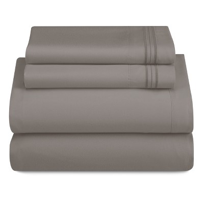 Solid 4 Piece Sheet Set Easy Care Ultra Soft Brushed Microfiber Bedding Deep Pocket Bed Sheets with Pillowcases  - Lux Decor Collection