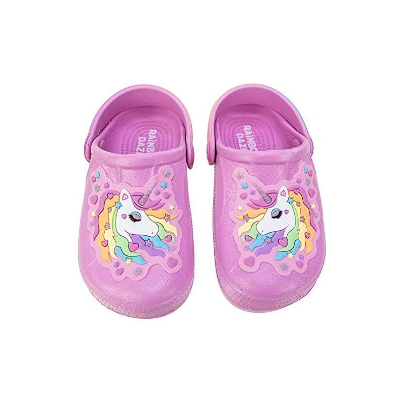 Rainbow Daze Molded Clog, Shark/Unicorn Adjustable Slide, Blue/Pink, Toddler Size 7-12, 5 of 9