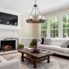 LNC Laius 6-Light 24.8" Siliver and Wood Wagon Wheel Farmhouse Glass Chandelier,With 6 Seeded Glass Shapde - 4 of 4