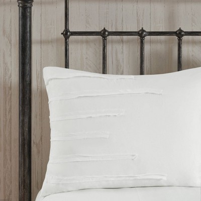 White Microfiber Queen 8-Piece Comforter Set with Gathered Embellishment