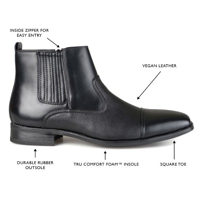 Black Faux Leather Ankle Chelsea Boot with Zipper