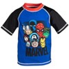 Marvel Avengers Spider-Man Captain America Hulk Iron Man Pullover Rash Guard & Swim Trunks Outfit Set Toddler to Big Kid - 3 of 4
