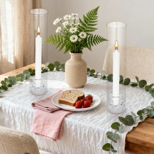 6-Pack 12" Tall Glass Hurricane Candle Holders, 2.2" Taper Candlestick Chimney Tube with Cylinder Sleeves for Wedding Christmas Birthday Decor - 1 of 4