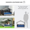 Skyzone Elevated Rattan Pet Cabana with Water-Resistant Cushion, Indoor/Outdoor Dark Blue Dog House - 4 of 4