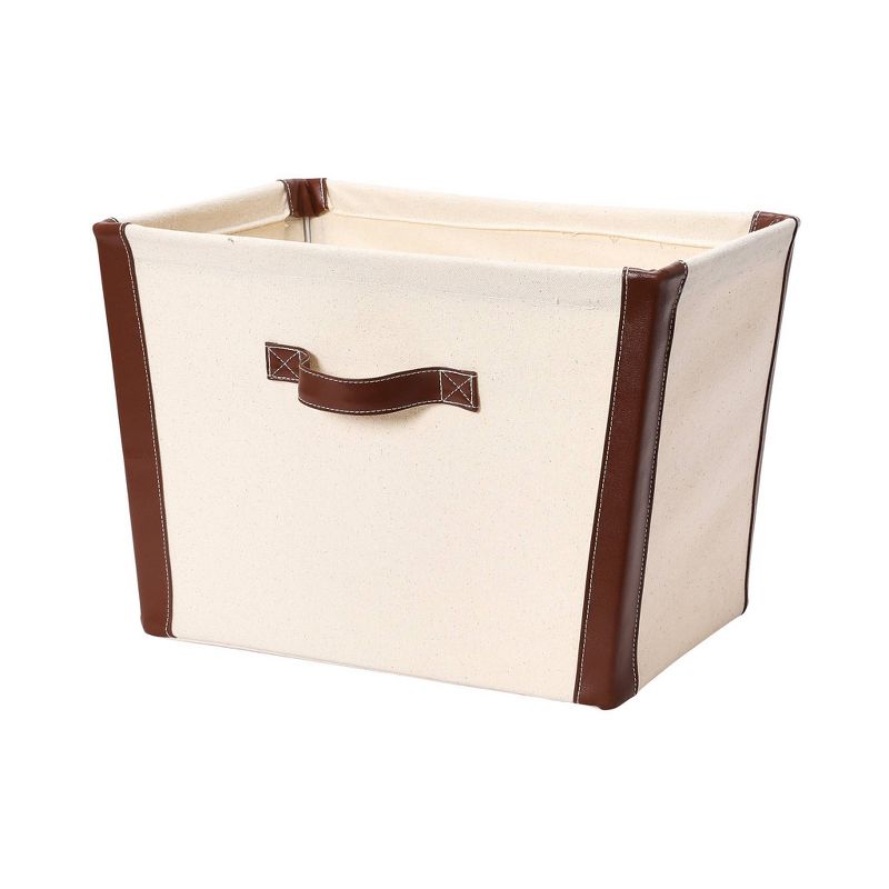 Household Essentials Canvas Bin with Vegan Leather, 1 of 12
