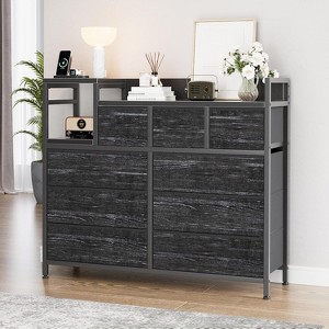 9-Drawer Fabric Dresser with Built-in Charging Station, Chest of Drawers for Bedroom, Living Room, Hallway, Closet - 1 of 4