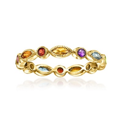Pure Collection by Ross-Simons 0.84 ct. t.w. Multi-Gemstone Geometric Eternity Band in 14kt Yellow Gold
