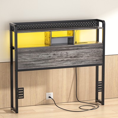 Aheaplus Storage Headboard with Led Lights & Charging Station