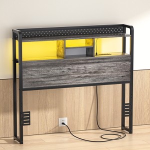 Aheaplus Storage Headboard with Led Lights & Charging Station - 1 of 4