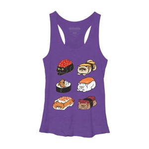 Women's Design By Humans Sushi Persian Cat By huebucket Racerback Tank Top - 1 of 3