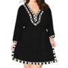 LA LEELA Women's Summer Holiday Beachwear Mini Swim Suit Loose Beach Dress Bathing Suit Cover Ups Short X-Large-XX-Large Black, Solid - 4 of 4