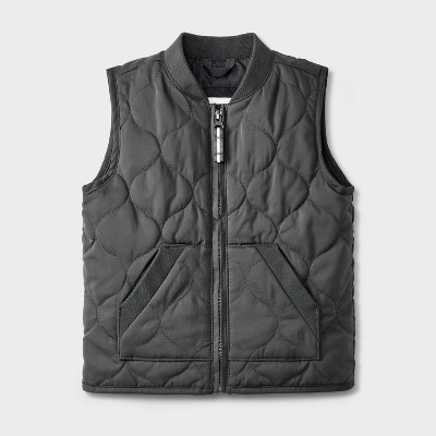 Toddler Boys' Solid Quilted Jacket - Cat & Jack™ Charcoal Gray