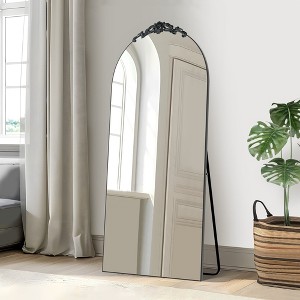 PexFix Wood Frame Arched Floor Mirror, Bedroom Living Room Wall Mirror - 1 of 4
